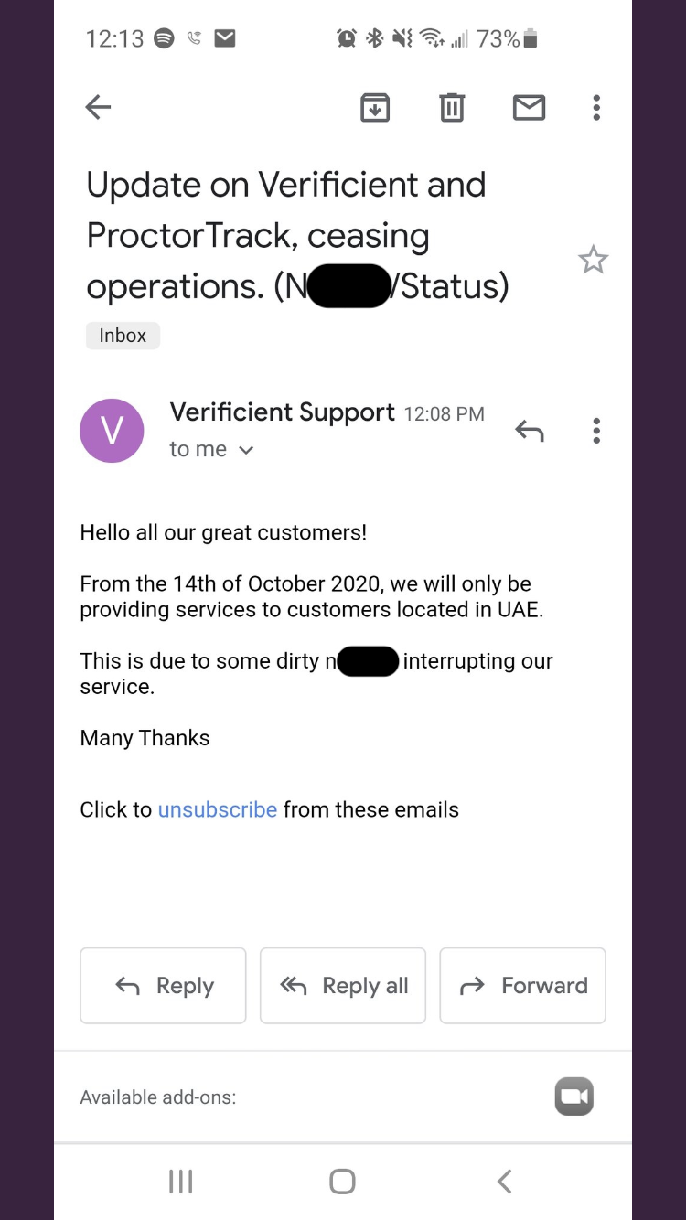 Verificient email screenshot